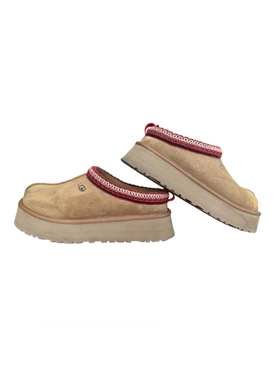 UGG Shoes - UGG Tazz II Chestnut Suede Slip-On platform Clogs with Red Trim. Women’s size 8
